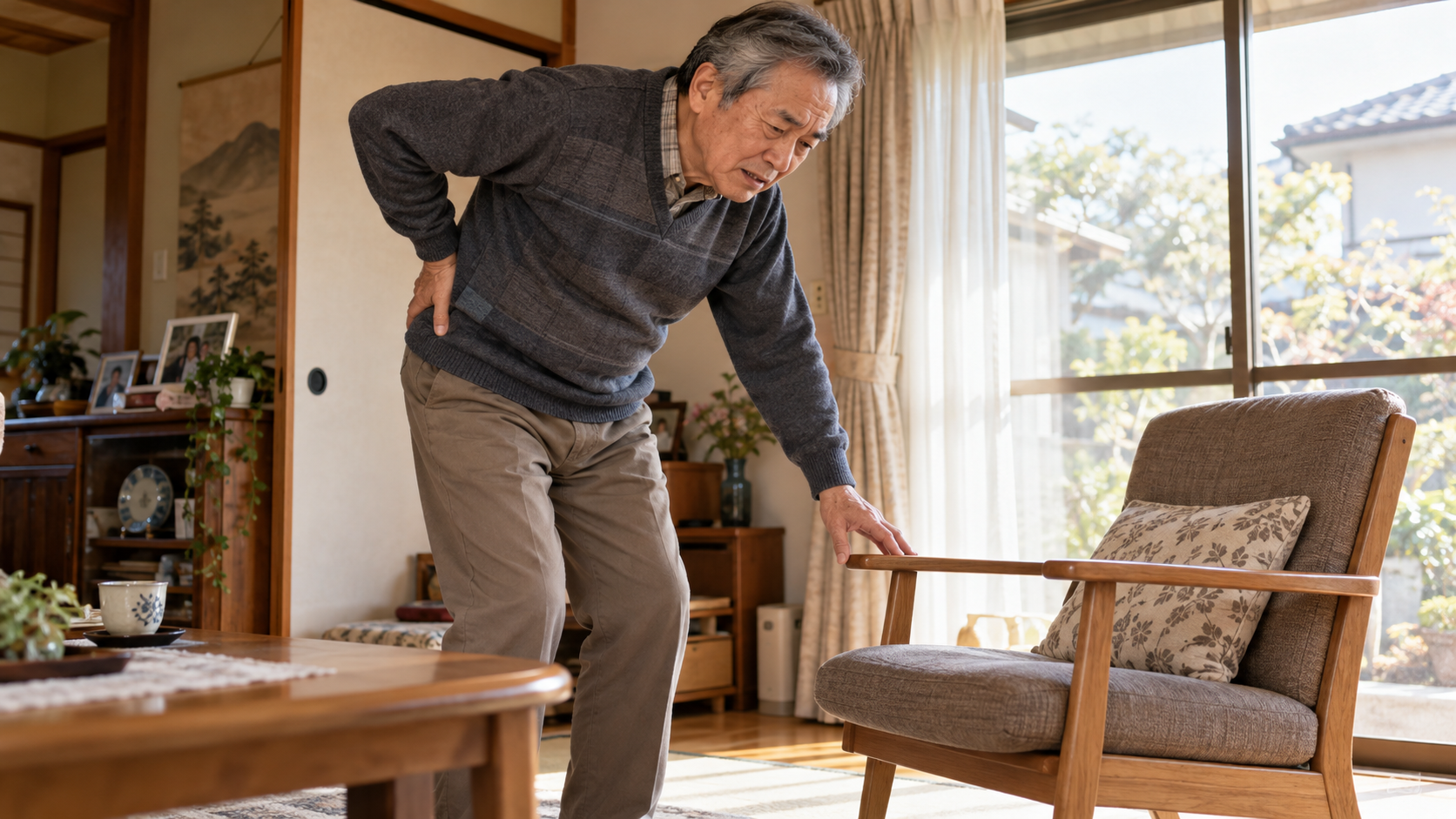 腰の痛みで動きにくさを感じるイメージ写真